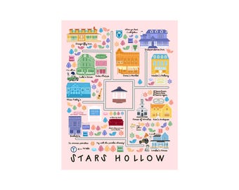 Stars Hollow Map Print, Gilmore Girls Art