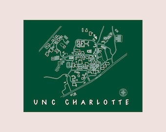 UNC Charlotte Map Art Print