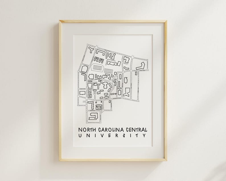 NC Central University Map Print - Hand-drawn NCCU Eagles Decor - Etsy
