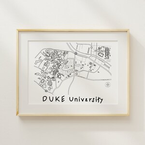 Impression de carte minimaliste de l'université Duke Art mural Diables bleus cadeau de remise des diplômes pour l'université Design épuré image 2