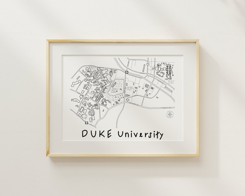 Impression de carte minimaliste de l'université Duke Art mural Diables bleus cadeau de remise des diplômes pour l'université Design épuré image 2