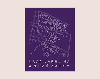 East Carolina University Map Print – Minimalist ECU Pirates Wall Art