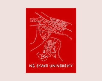 NC State University Map Print – Minimalist Wolfpack Wall Art