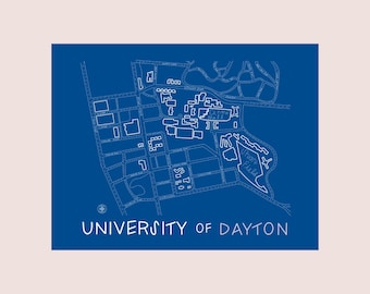 University of Dayton Map Print – Minimalist Flyers Wall Art