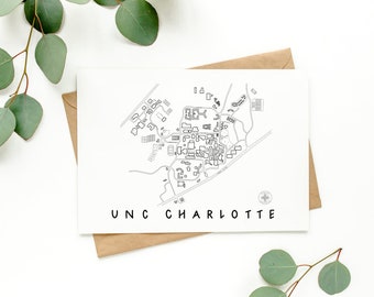 UNC Charlotte Minimalist Map Print - 49ers Wall Art Decor - Graduation Holiday College Gift - Clean Design