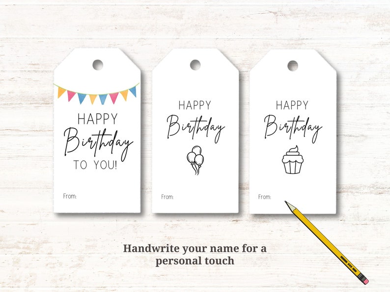 Happy Birthday Gift Tag, Printable Gift Tag, Birthday Gift Tags ...