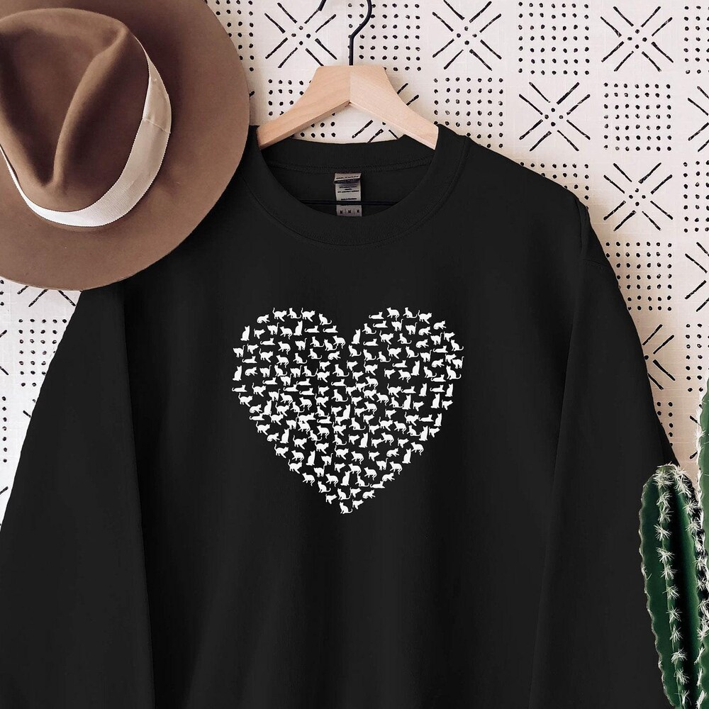 Cat Sweatshirt, Cat Lover Sweatshirt, Cat Heart Sweatshirt, Cat Mom Sweatshirt, Cat Dad Sweatshirt,Cat Lover Gift Sweatshirts Iconictees