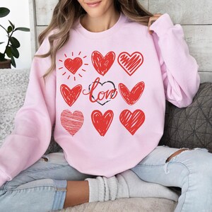 Red Hearts Sweatshirt,  Love Sweatshirt, Valentines Day Gift for Her, Valentines Day Gift for Him, Heart Sweatshirt,  Love Gift, Mom Gift