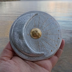 Moon and Sun Incense Holder | Silver and Gold Palo Santo Dish | Spiritual Home Decor