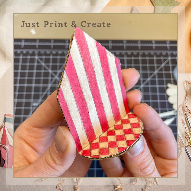 Vintage Circus Tent DIY Kit • Miniature Paper Craft Tutorial (Printable PDF) image 6
