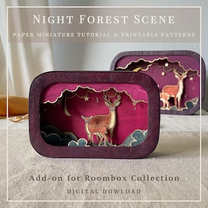 Night Forest Miniature Scene | Paper Craft Diorama Tutorial | Digital Download