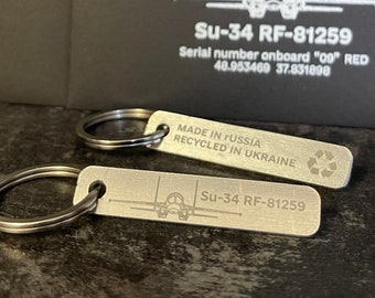Russian Jet Wreckage Keychain from SU-34 RF-81259 - A Collectible Memento of Ukraine's Valor