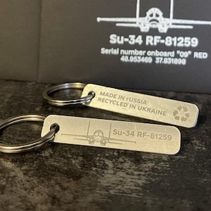 Russian Jet Wreckage Keychain from SU-34 RF-81259 - A Collectible Memento of Ukraine's Valor