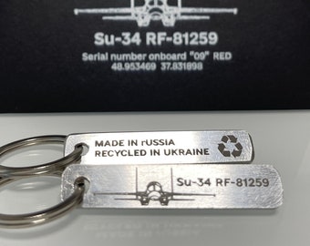SU-34 Fighter Jet Relic Keychain - Honoring Ukraine's Resolve and the Legacy of the Downed Plane