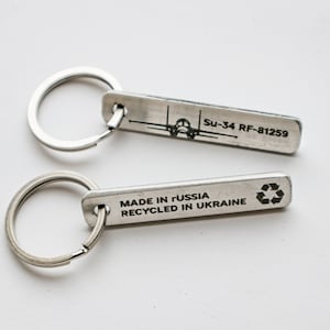 SU-34 Fighter Jet Remnant Keychain - A Meaningful Keepsake Commemorating Ukraine&#39;s Defiance