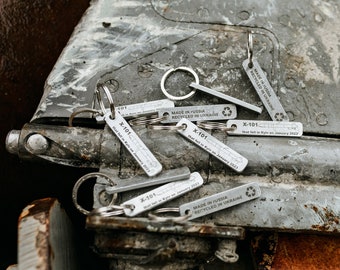 Custom Keychain with Ukrainian War Relic - Recycled X-101 Missile Fragment
