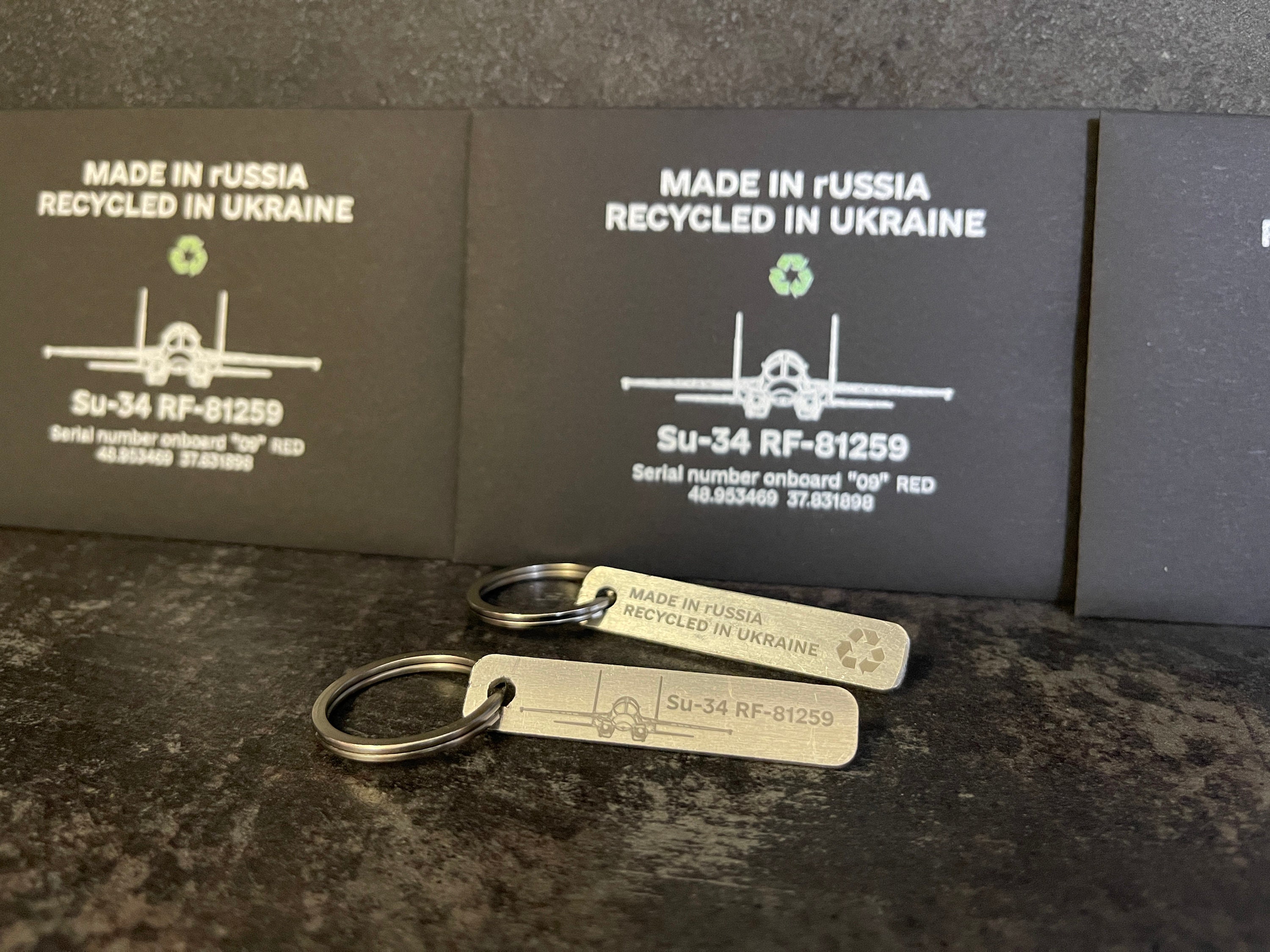 Russian Jet Wreckage Keychain From SU-34 RF-81259 - A Collectible