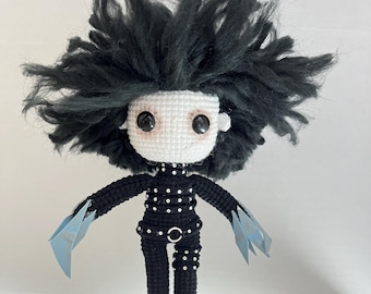 Crochet Edward Scissorhands Doll: Handmade Cotton Plush (7.5 inches)
