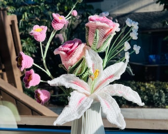 Handmade Crochet Flower Bouquet: Everlasting Yarn Floral Arrangement