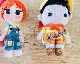 Crochet UP, Ellie and Russell amigurumi Doll: Handmade Cotton Plush