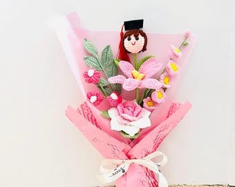 Handmade Crochet Flower Bouquet: Graduation Gift, Yarn Flowers
