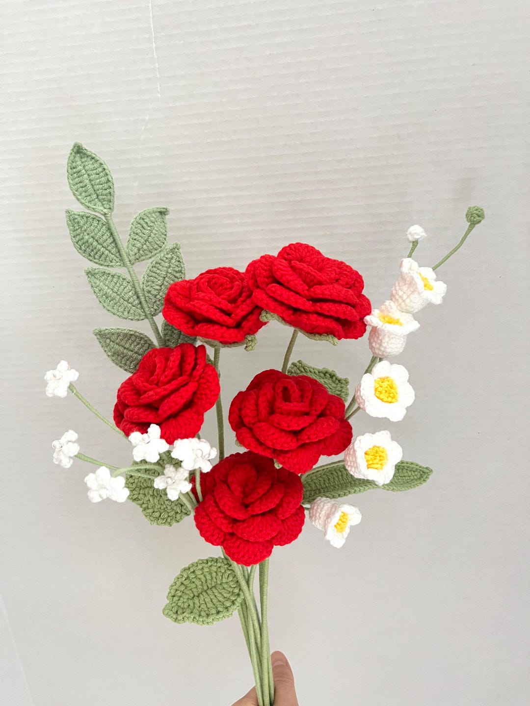Handmade Red Rose Crochet Bouquet: Everlasting Yarn Flowers - Etsy