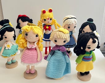Handmade Crochet Princess Amigurumi Doll: Cotton Yarn, 7 Inches