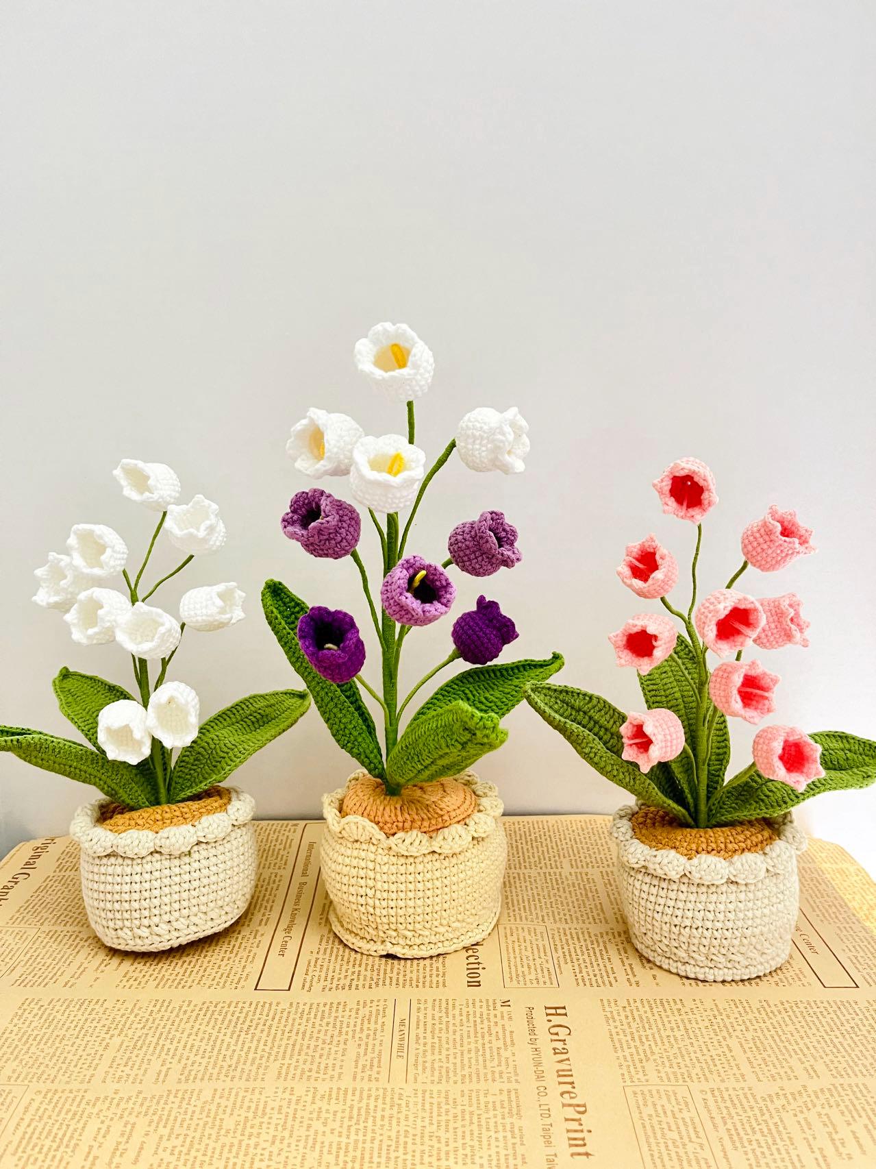 37 Lily of the Valley Crochet Patterns for Elegant Flowers, Gifts, and Home Decor 1 Crochet Potted Lily of the Valley: Handmade Yarn Home