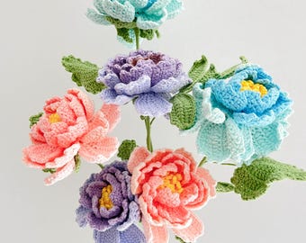 Handmade Crochet Peony Bouquet: Forever Flower Gift