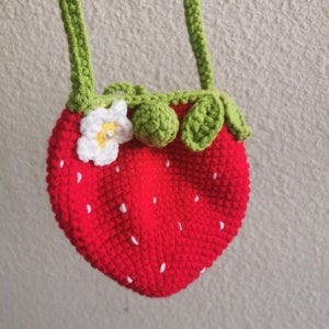 Handmade Crochet Strawberry Bag, Kids Crossbody Bag