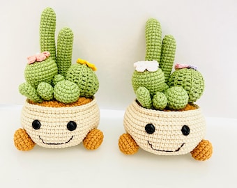 Handmade Crochet Succulent Potted Plant, Cute Yarn Decor