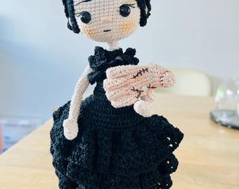 Crochet Wednesday amigurumi Doll: Handmade Cotton Plush