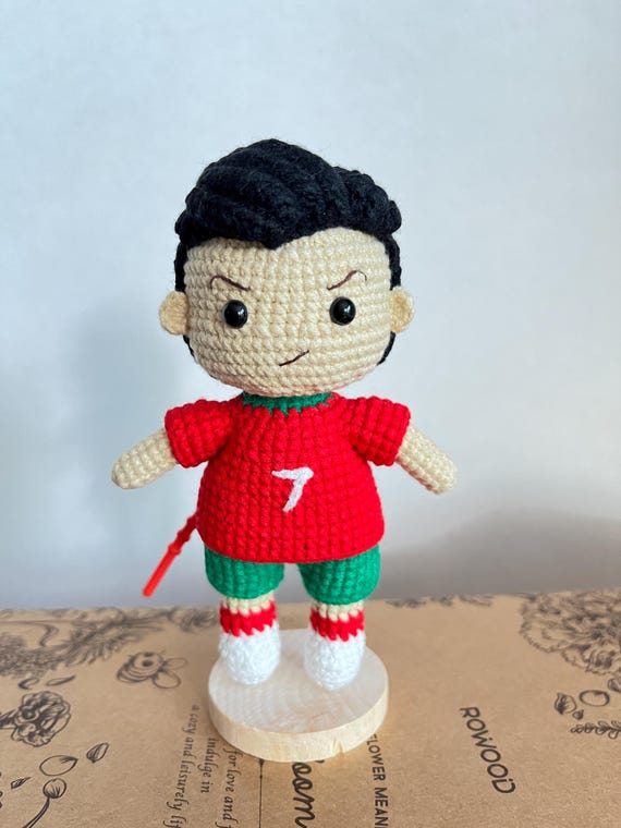 5.5 inches Handmade Crochet Cristiano Ronaldo ,  World Cup Champion Plush Toy,Soccer Amigurumi，Soccer Doll, Chibi Soccer,  Crochet Athlete