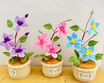 Crochet Potted Clematis: Handmade Yarn Flower Arrangement