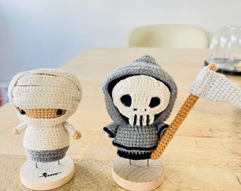 Crochet Mummy , Crochet Reaper: Handmade Cotton Plush,halloween