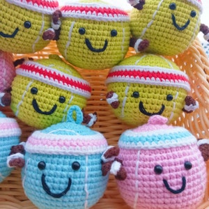 Crocheted Tennis Ball Keychain: Handmade Yarn Car Charm