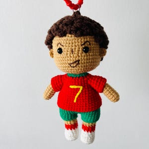5,5 Zoll handgemachte häkeln Cristiano Ronaldo, Weltmeister Plüschtier, Fußball Amigurumi, Fußballpuppe, Chibi Fußball, häkeln Athleten A