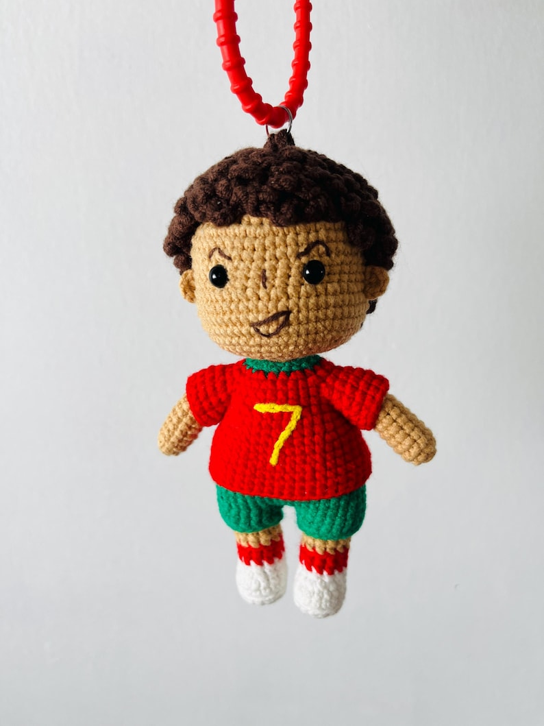 5,5 Zoll handgemachte häkeln Cristiano Ronaldo, Weltmeister Plüschtier, Fußball Amigurumi, Fußballpuppe, Chibi Fußball, häkeln Athleten A