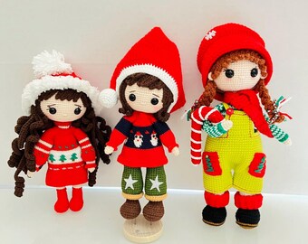 Crochet Santa Doll: Handmade Christmas Ornament, Home Decor (9.5 inches)