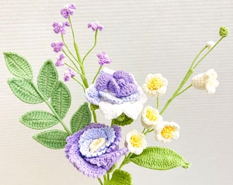 Handmade Purple Crochet Rose Bouquet: Everlasting Floral Gift
