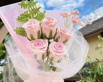 Handmade Crochet Rose Bouquet: Everlasting Floral Gift