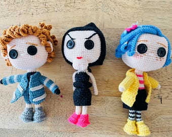 Crochet Caroline Wybie Beldam amigurumi Doll: Handmade Cotton Plush