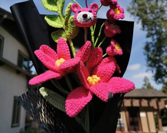 Handmade Crochet Flower Bouquet: Forever Yarn Flowers, Birthday Gift