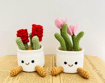 Handmade Crochet Succulent Potted Plant, Yarn Decor