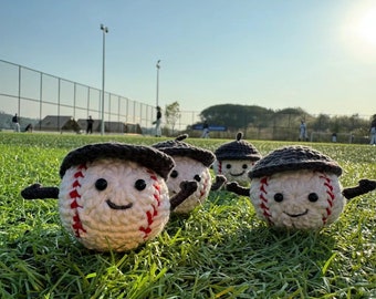 Llavero de béisbol de crochet: colgador de espejo retrovisor de coche hecho a mano con hilo
