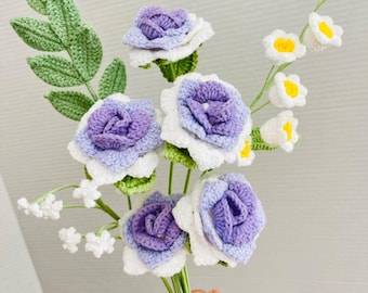 Handmade Crochet Flower Bouquet: Everlasting Yarn Roses, Birthday Gift