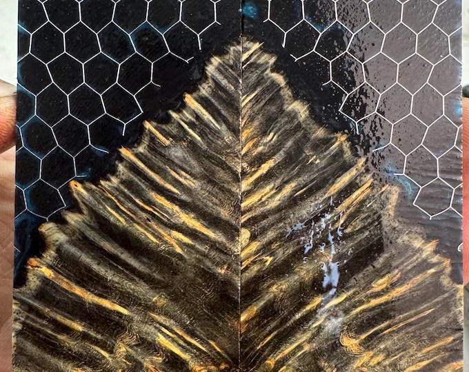 Stabilized Amboyna Burl Hybrid Honeycomb Knife Scales | SAB 607
