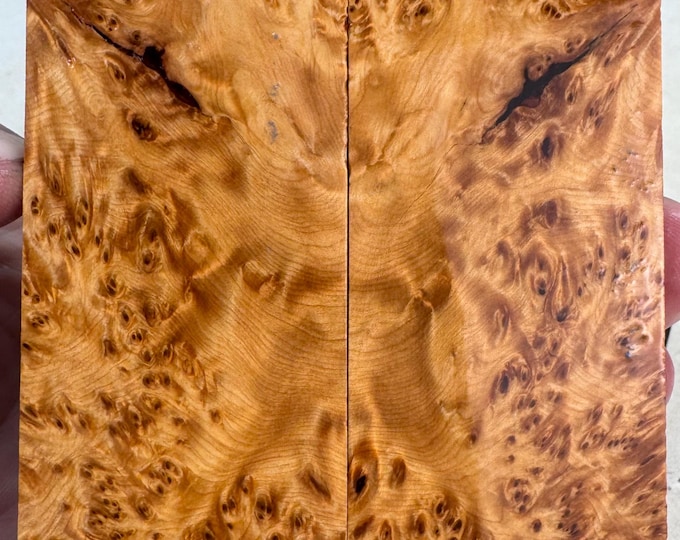 Stabilized (by K&G) Yellow Cedar Burl Knife Scales | YCB 420