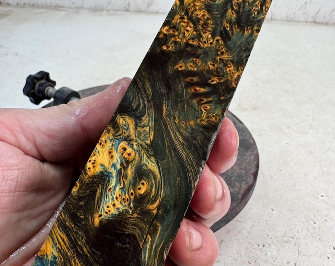 Stabilized (by K&G) Yellow Cedar Burl Knife Scales | YCB 429