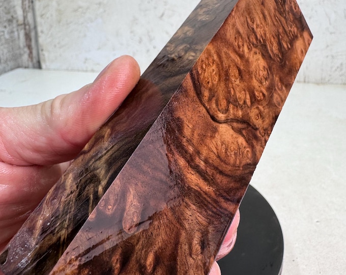 Clear Stabilized Turkish Walnut Burl Knife Block | STW 107